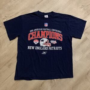 Vintage New England Patriots T-Shirt Men's Large L Rebook NFL 2001 AFC Champions